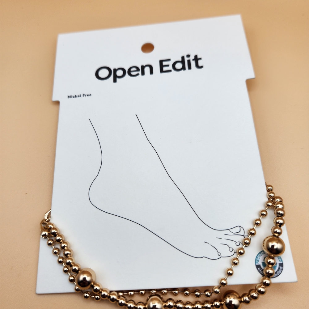 Open Edit Gold Beaded Anklet